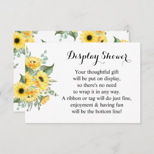 ディスプレイブライダルウェディングシャワーひまわり緑 エンクロージャーカード (正面/裏面)