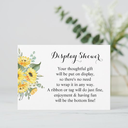 ディスプレイブライダルウェディングシャワーひまわり緑 エンクロージャーカード (スタンド正面)