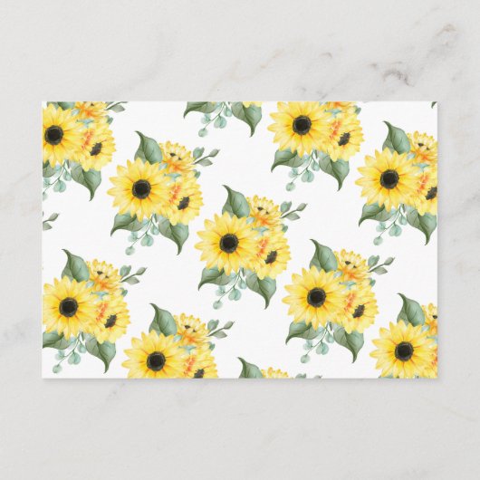 ディスプレイブライダルウェディングシャワーひまわり緑 エンクロージャーカード (裏面)