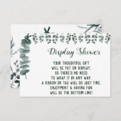 ディスプレイブライダルウェディングシャワーグリーンユーカリプタス  エンクロージャーカード (正面/裏面)