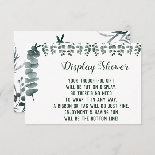 ディスプレイブライダルウェディングシャワーグリーンユーカリプタス  エンクロージャーカード (正面/裏面)