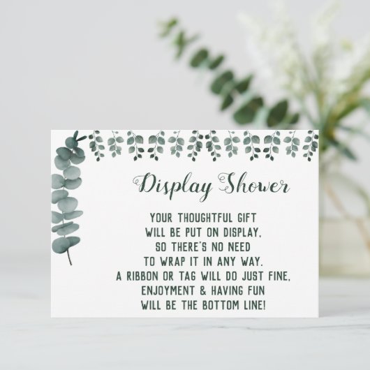 ディスプレイブライダルウェディングシャワーグリーンユーカリプタス  エンクロージャーカード (スタンド正面)