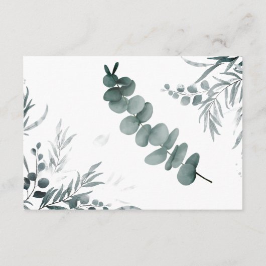 ディスプレイブライダルウェディングシャワーグリーンユーカリプタス エンクロージャーカード (裏面)