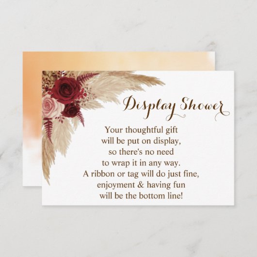 ディスプレイブライダルウェディングシャワーパンパスグラス エンクロージャーカード (正面/裏面)