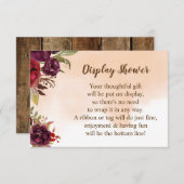 ディスプレイブライダルウェディングシャワーブルゴーニュフラワー エンクロージャーカード (正面/裏面)