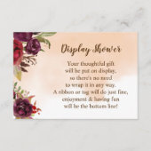 ディスプレイブライダルウェディングシャワーブルゴーニュフラワー エンクロージャーカード (正面)