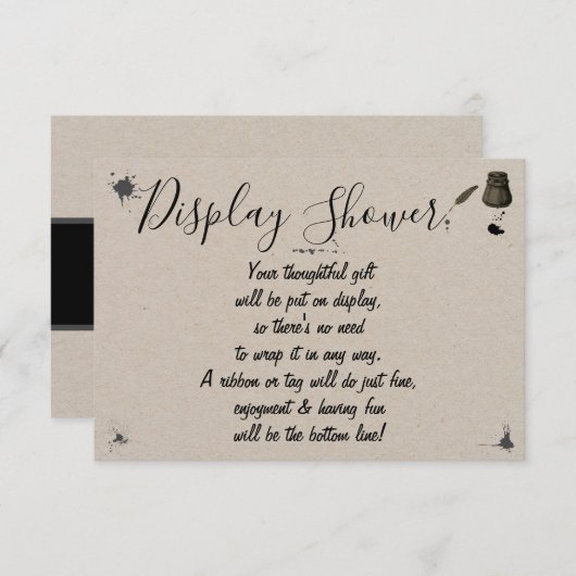 ディスプレイブライダルウェディングシャワーペン&インクウェル エンクロージャーカード (正面/裏面)