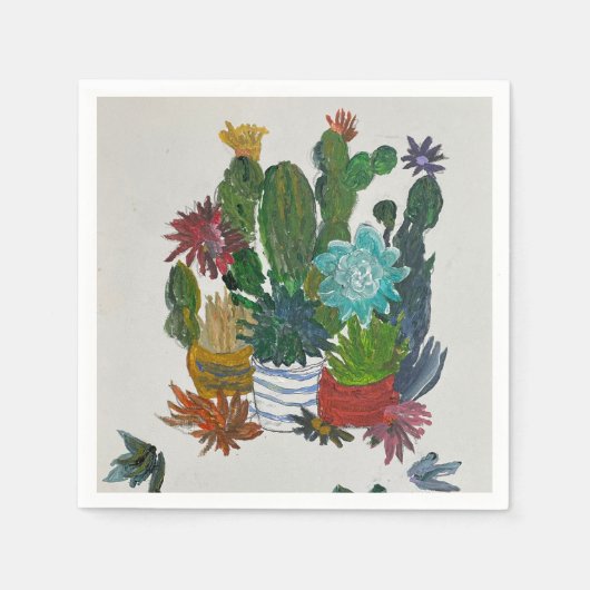 ディスプレイ上の多肉株 スタンダードカクテルナプキン (正面)