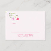 ディスプレーかわいらしシャワーピンク野花ギフトラベル エンクロージャーカード (裏面)