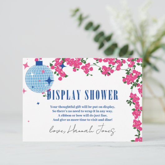 ディスプレーシャワーギリシャBougainvilleaブライダルシャワー エンクロージャーカード (スタンド正面)