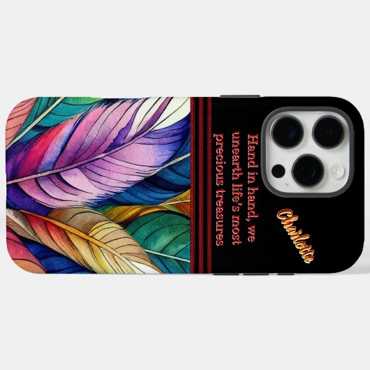 ディスプ鮮やかレイ内の水色の羽芸術的飾り Case-Mate iPhoneケース (裏面 (横))