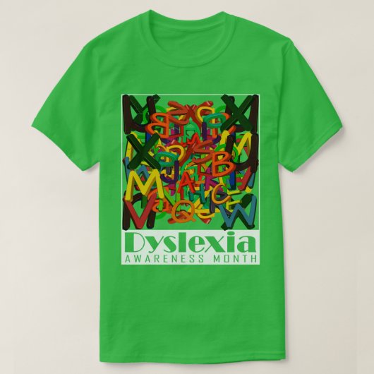 ディスレクシア認識度月3D混合文字 Tシャツ (デザイン正面)