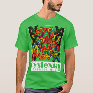 ディスレクシア認識度月3D混合文字 Tシャツ