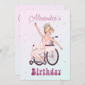 ディセーブルガールバレリーナ誕生日ピンク 招待状 (正面/裏面)