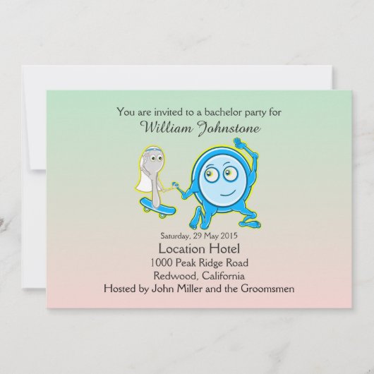 ディッシュがスプーンと駆け落ちする独身パーティー 招待状 (正面)