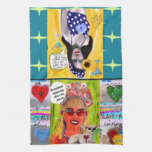 ディッシュタオル私の感情的な支持犬 キッチンタオル (縦)