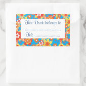 ディッツィオレンジフラワースティックオン蔵書票 長方形シール (バッグ)