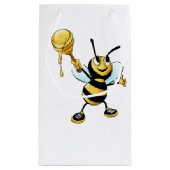 ディッパーを遅らせている微笑の漫画の蜂蜜の蜂 スモールペーパーバッグ (裏面)
