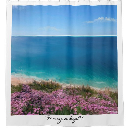 ディッファンシープ？コーニッシュクリフトップビューシーピンクス シャワーカーテン (正面)