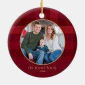 ディッププリッドレッドフォトクリスマス セラミックオーナメント (裏面)