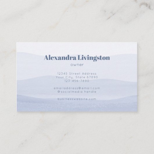 ディップ染料の水色ネイビーグラデーションブルー水色 名刺 (裏面)