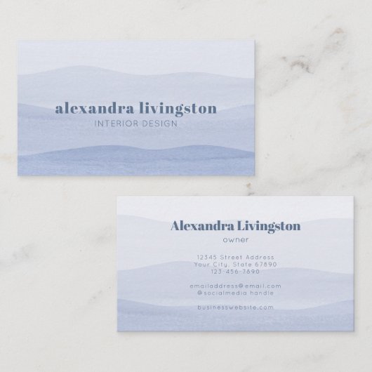 ディップ染料の水色ネイビーグラデーションブルー水色 名刺 (正面/裏面)