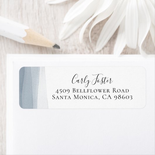 ディップ染料ブルー水彩差出人住所 ラベル (インサイチュ)