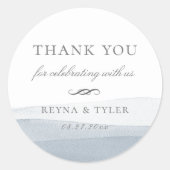 ディップ染料ブルー水彩結婚式の引き出物 ラウンドシール (正面)