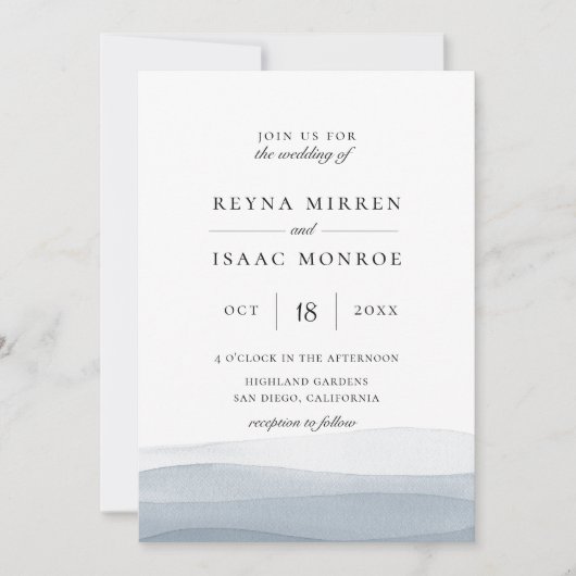 ディップ染料ブルー水結婚彩ズ 招待状 (正面)