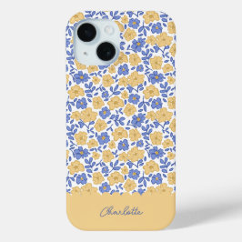ディツィー フラワー プレッピー コケット ガーリー イエロー ブルー iPhone 15ケース