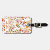 ディティかわいらしー花柄イエローオレンジパターン ラゲッジタグ (正面横)