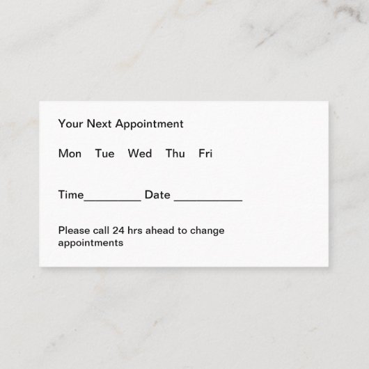 ディティシアンアポイントメント名刺デザイン 名刺 (裏面)