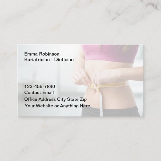 ディティシアンバリアトリシアンメディカルビジネスカード 名刺 (正面)