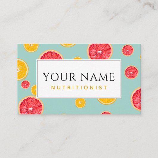ディティシアン栄養士ライムオレンジグレープフルーツ食品 名刺 (正面)