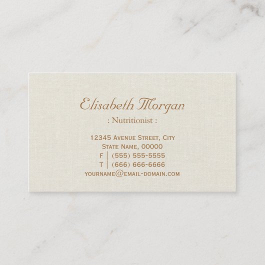 ディティティアン栄養士 – バーラップフローラリース 名刺 (裏面)