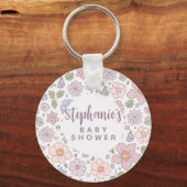ディティパーソナライズされたフローラベイビーシャワーキーチェーン キーホルダー (正面)