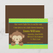 ディドルズモンキーボーイベビーシャワー招待状 招待状 (正面/裏面)