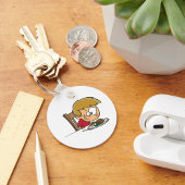 ディナおもしろいーに興奮した漫画の少年 キーホルダー