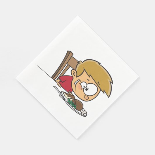 ディナおもしろいーに興奮した漫画の少年 スタンダードランチョンナプキン (角)