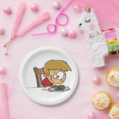 ディナおもしろいーに興奮した漫画の少年 ペーパープレート (パーティー)