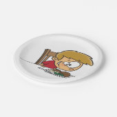 ディナおもしろいーに興奮した漫画の少年 ペーパープレート (アングル)