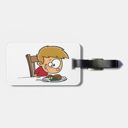 ディナおもしろいーに興奮した漫画の少年 ラゲッジタグ (裏面横)