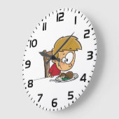 ディナおもしろいーに興奮した漫画の少年 ラージ壁時計 (傾斜)