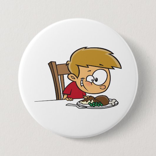 ディナおもしろいーに興奮した漫画の少年 缶バッジ (正面)