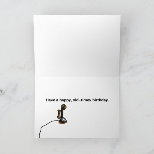 ディナおもしろいー誕生日中に電話をじっと見る カード (内部)