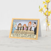 ディナおもしろいー誕生日中に電話をじっと見る カード (黄色い花)