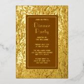 ディナはっきりしたーパーティー招待状ボタニカルエレガントゴールデン 箔招待状 (正面)