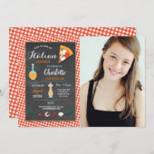 ディナイタリアンーバースデーパーティーチョークピザ招待状 招待状 (正面/裏面)