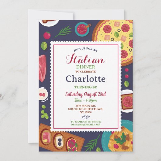 ディナイタリアンーバースデーパーティーピザランチ 招待状 (正面)