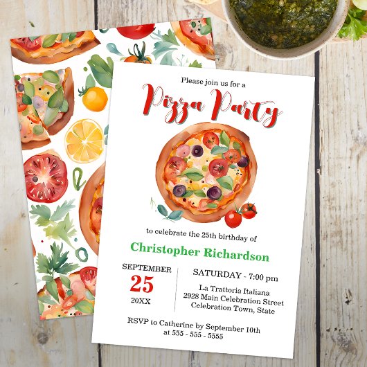 ディナイタリアンーピザパーティー誕生祝い 招待状